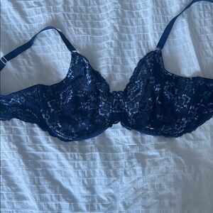 Elegant Lace Underwire Bra - Navy Blue